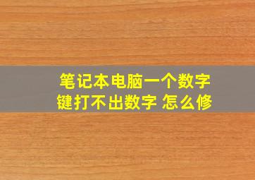 笔记本电脑一个数字键打不出数字 怎么修